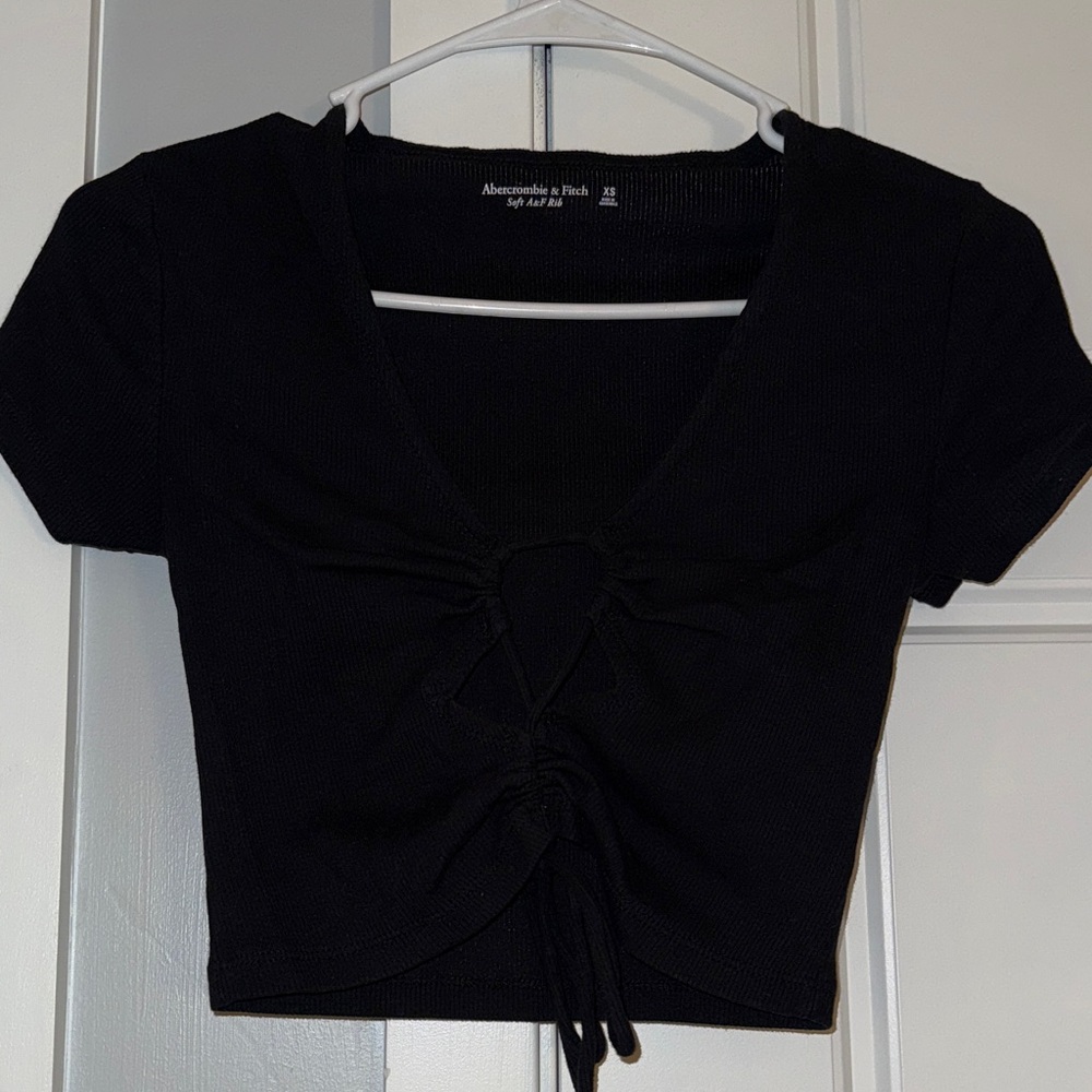Abercrombie & Fitch Black Lace-Up Crop Top